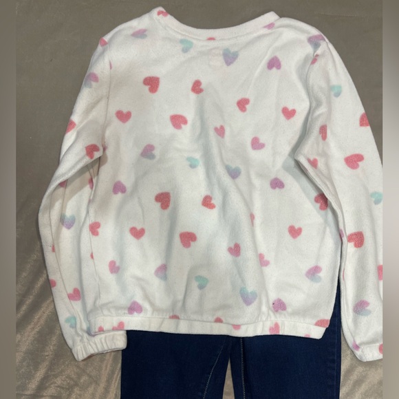 Cat & Jack White Heart Print Top and Blue Leggings Set - Picture 3 of 6